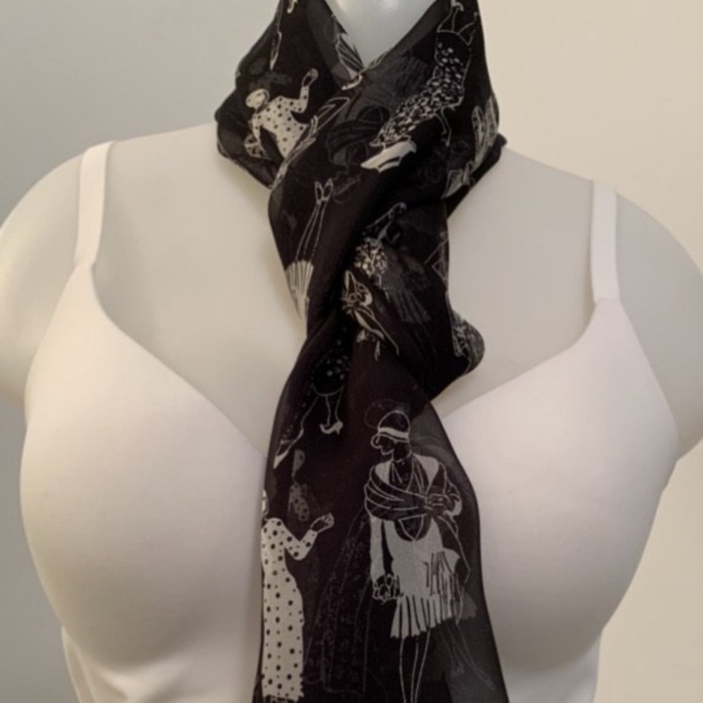 The Roaring 20’s Fashion Digital Silk Scarf-Black & White